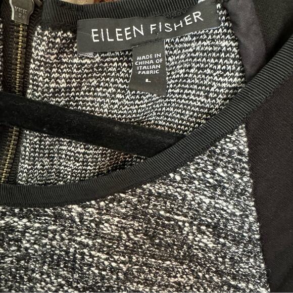 Eileen Fisher Black & White Tweed Panel Sheath Dress Size Large - Picture 6 of 8